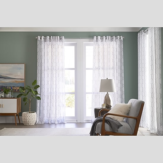 Regal Home Crushed Voile Geo Print Grommet Top Sheer Single Curtain Panel