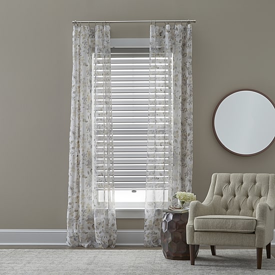 Regal Home Floral Printed Voile Rod Pocket Sheer Single Curtain Panel