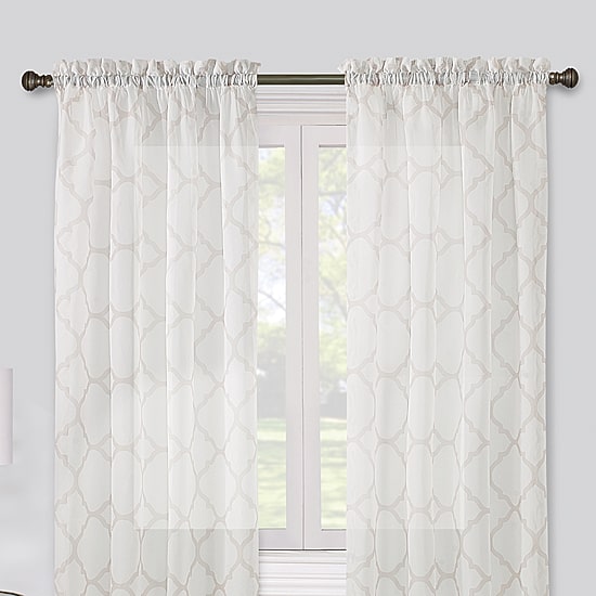 Regal Home Fret Printed Voile Rod Pocket Sheer Single Curtain Panel