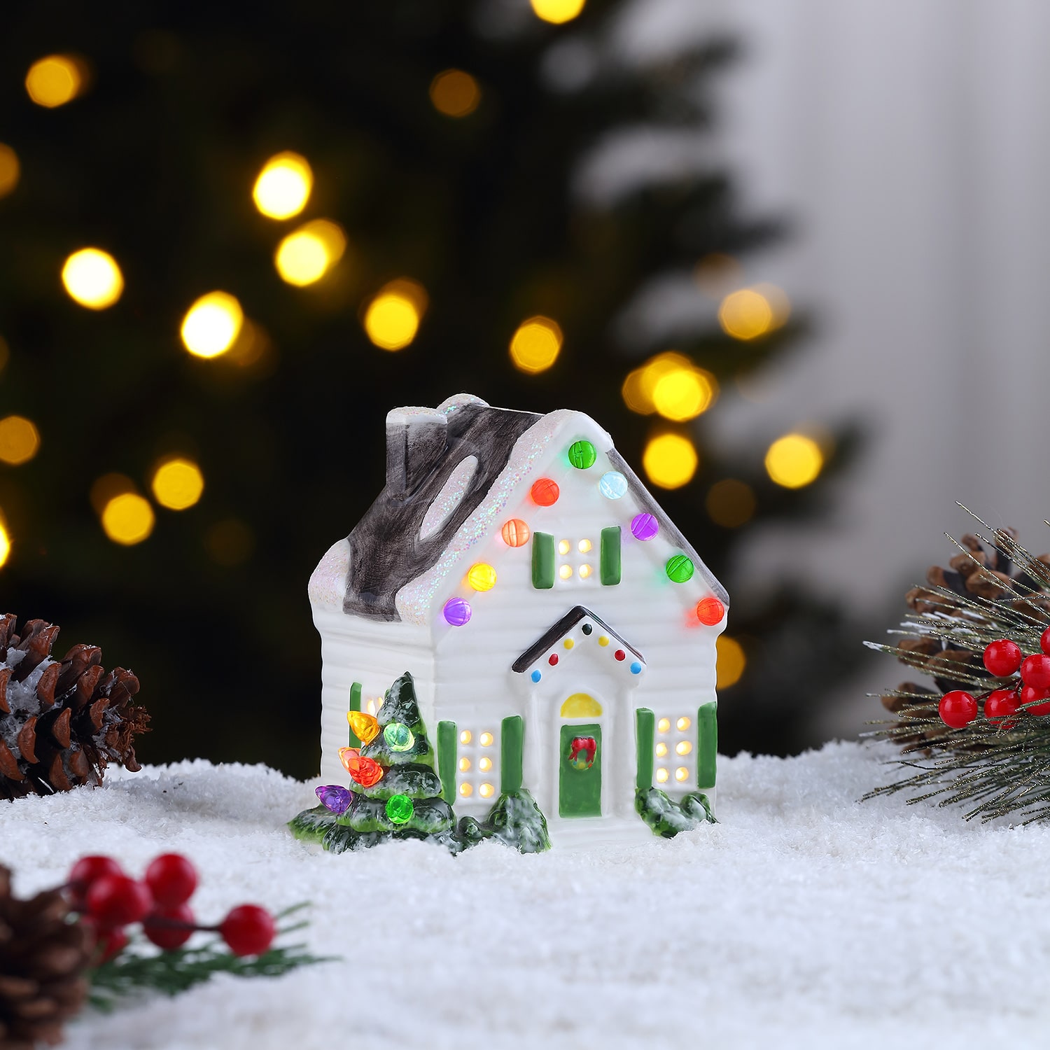 Lighted Ceramic Christmas Village House Tabletop Decor