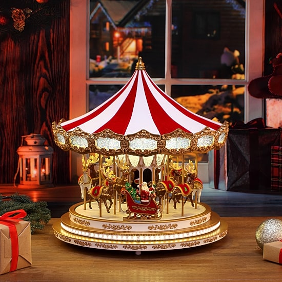Animated Regal Carousel Christmas Tabletop Decor