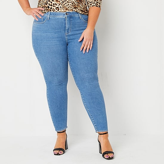 Bold Elements Womens Plus Mid Rise Skinny Fit Jean
