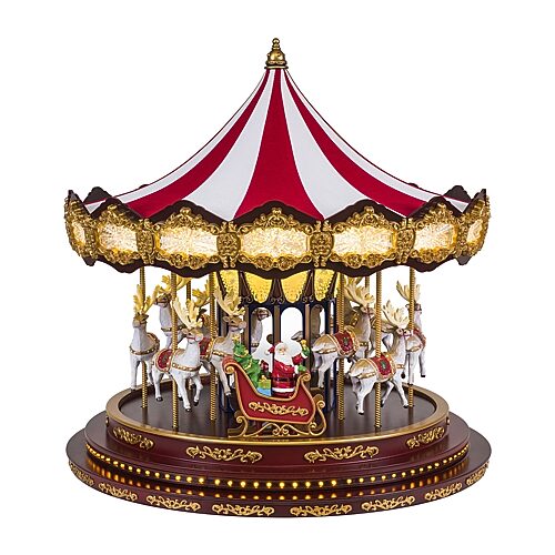 Deluxe Christmas Carousel Animated Tabletop Decor, One Size, Red