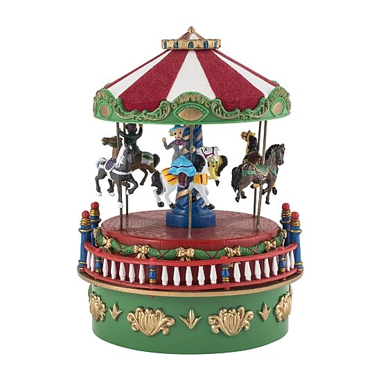 Mini Carnival Carousel Animated Music Box Christmas Tabletop Decor