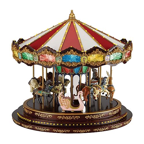 Marquee Deluze Carousel Animated Christmas Tabletop Decor, One Size, Red