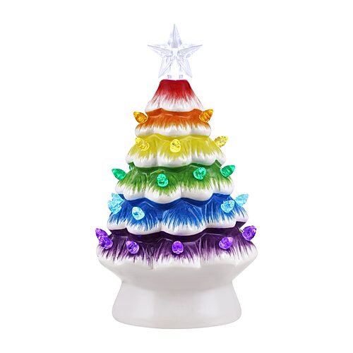 Nostalgic Ceramic Rainbow Christmas Tabletop Tree, One Size, Green