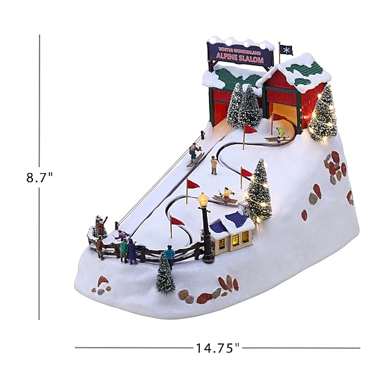 Wonderland Alpine Slalom Animated Christmas Tabletop Decor