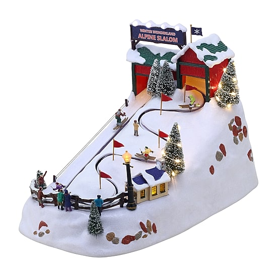 Wonderland Alpine Slalom Animated Christmas Tabletop Decor