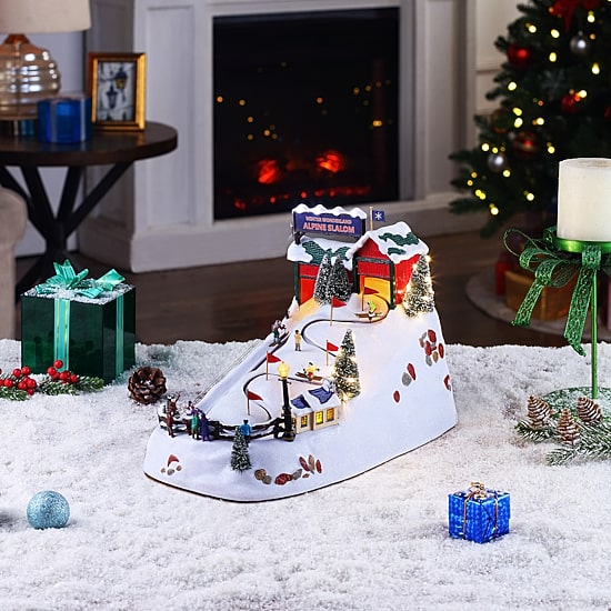 Wonderland Alpine Slalom Animated Christmas Tabletop Decor