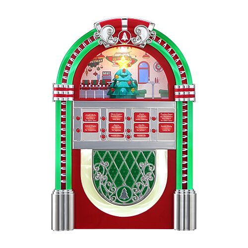 Lighted Vintage Christmas Jukebox Tabletop Decor, One Size, Red