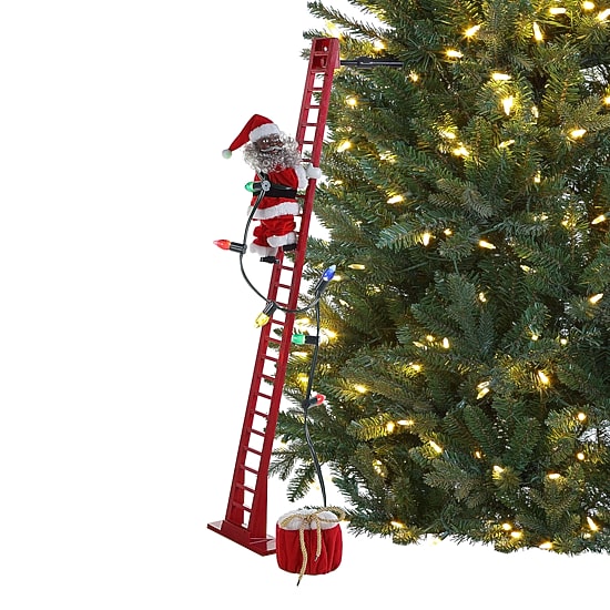 Super Climbing African American Santa Animated Christmas Tabletop Decor