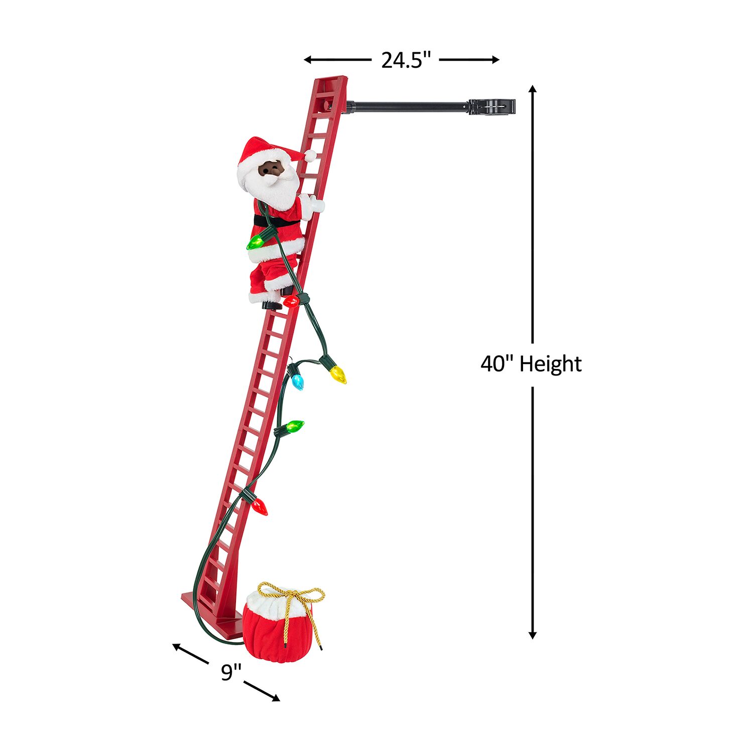 Plush Super Climbing  African American Santa Animated Christmas Tabletop Decor