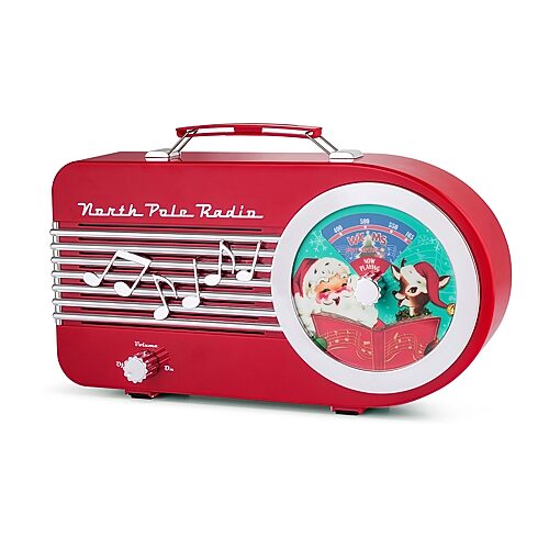North Pole Music Playing Radio Christmas Tabletop Decor, One Size, Red