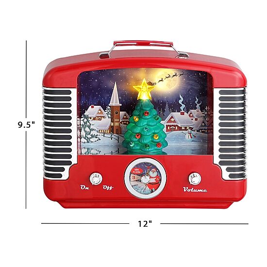 Nostalgic Tree Music Playing Radio Christmas Tabletop Decor