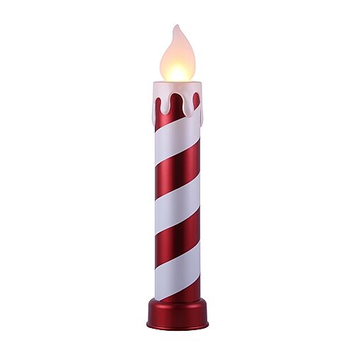Mr. Christmas 36" Red and White Striped Metallic Blow Mold Candle - White