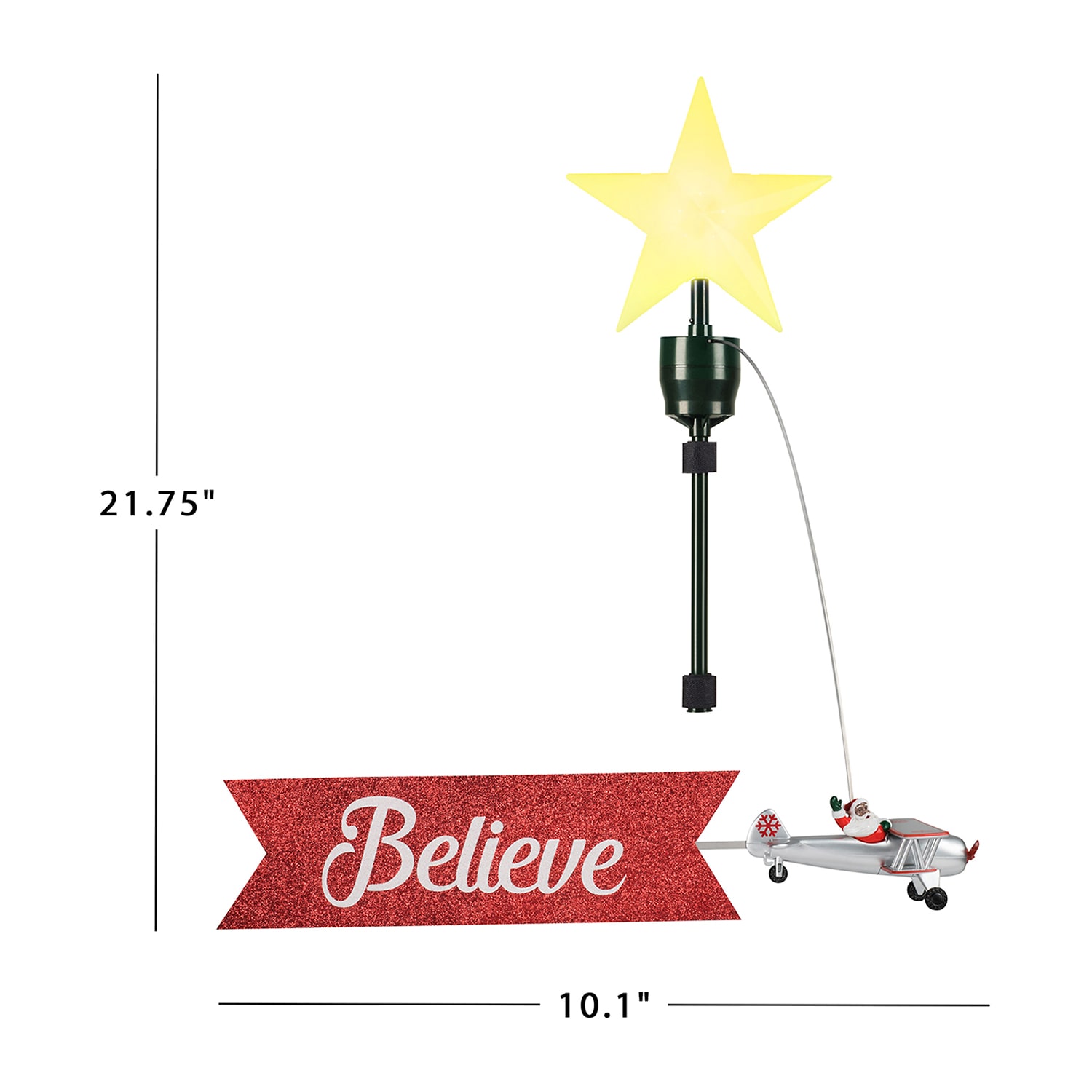 Animated Santa's Biplane Christmas Tree Topper