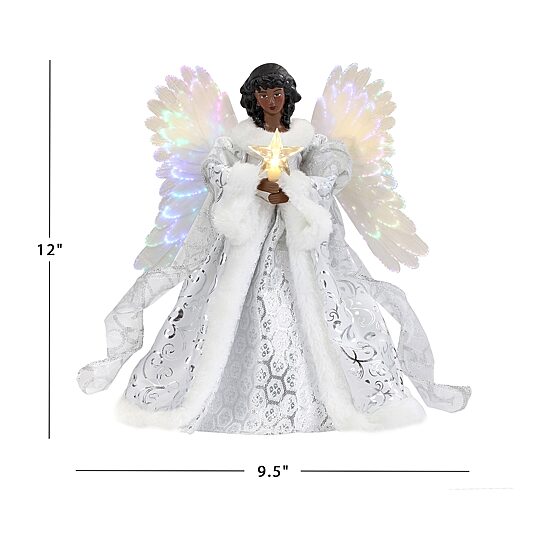 Fiber Optic African American Angel Christmas Tree Topper