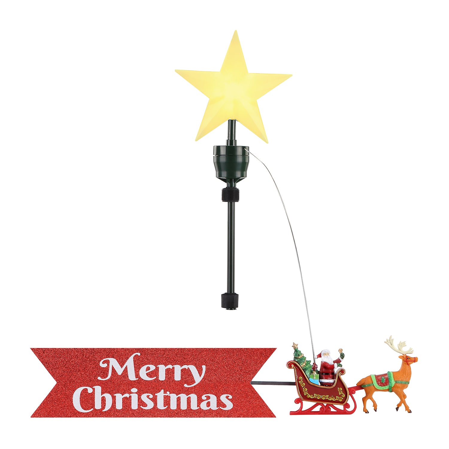 Animated Santa's Sleigh Christmas Tree Topper