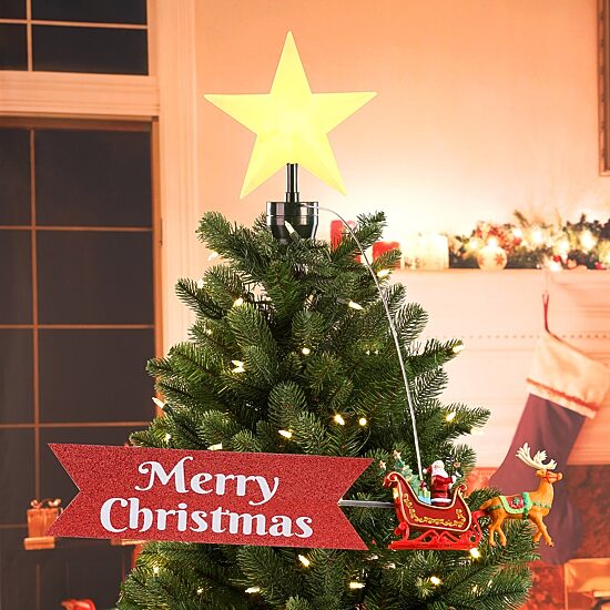 Animated Santa's Sleigh Christmas Tree Topper