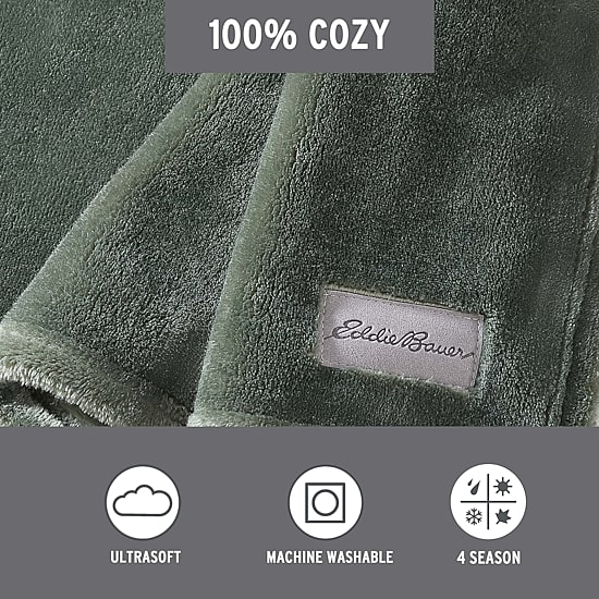 Eddie Bauer Ultra Lux Plush Reversible Lightweight Throw