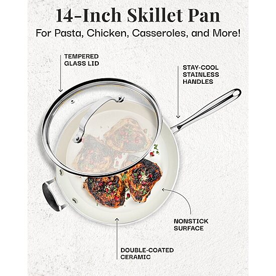 Gotham Steel Ultra 14" Non-Stick Family Pan with Helper Handle