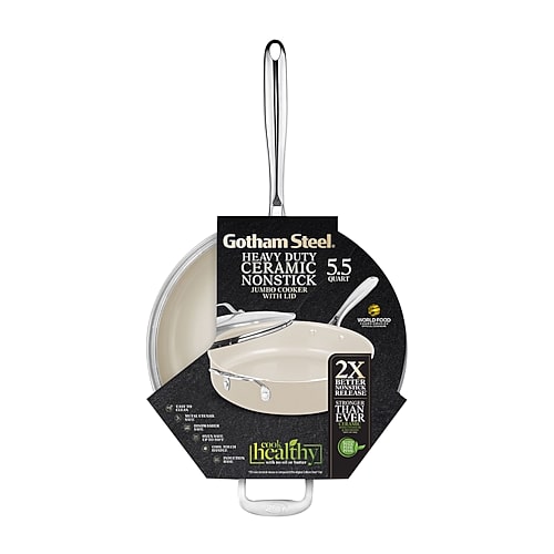 Gotham Steel Ultra 5.5-qt. Non-stick Jumbo Cooker Pan With Lid In White