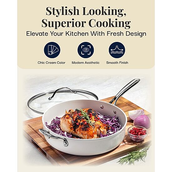 Gotham Steel Ultra 5.5-qt. Non-Stick Jumbo Cooker Pan with Lid