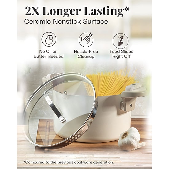 Gotham Steel Ultra 5-qt. Non-Stick Pasta Pot with Strainer and Twist & Lock Handles