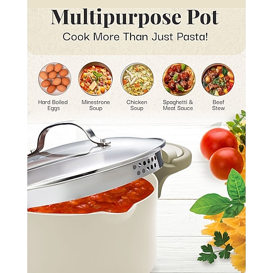 Gotham Steel Ultra 5-qt. Non-Stick Pasta Pot with Strainer and Twist & Lock Handles