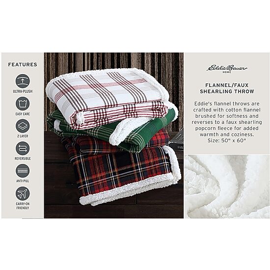 Eddie Bauer Mountain Tartan Washable Lightweight Throw