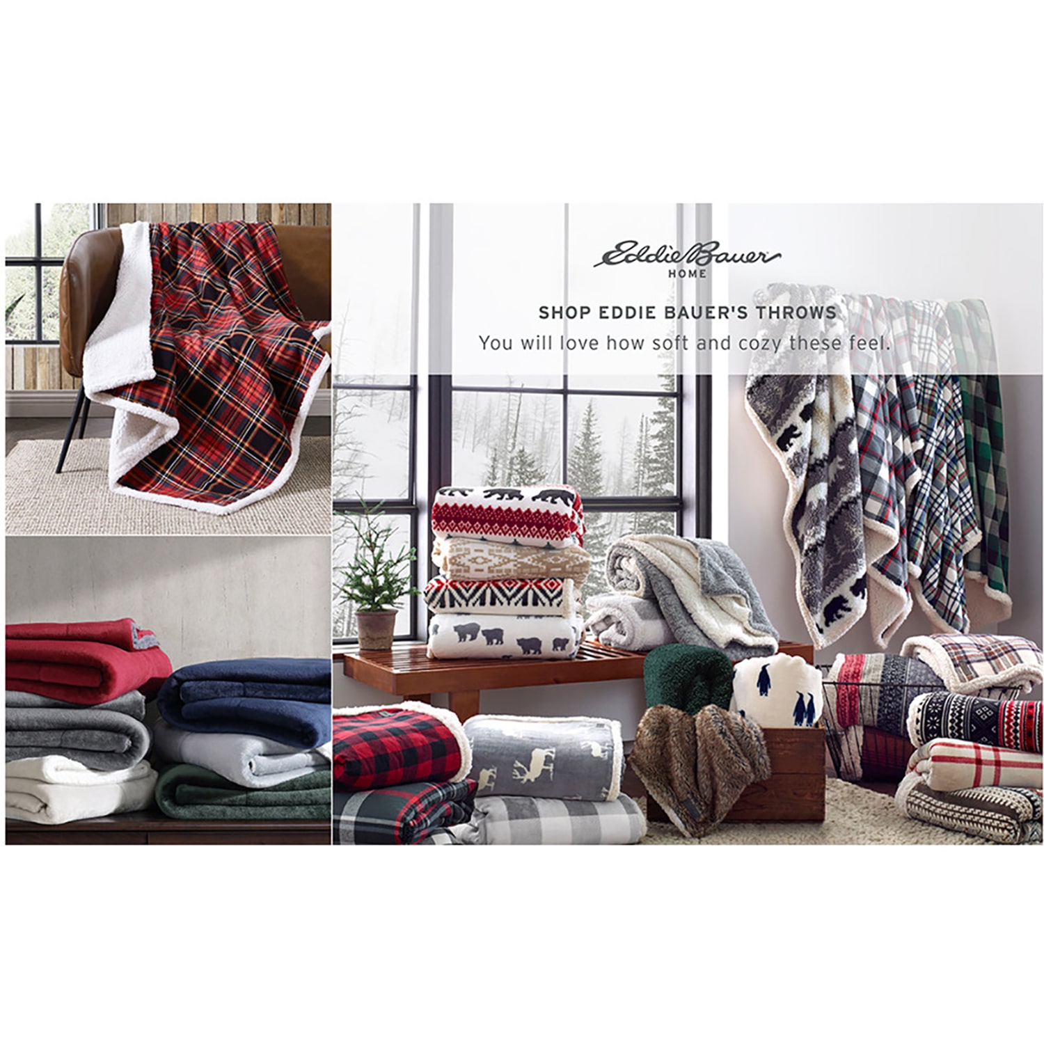 Eddie Bauer Mountain Tartan Washable Lightweight Throw