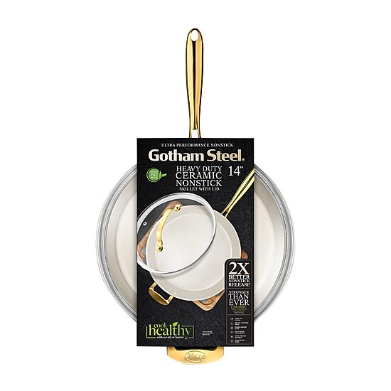 Gotham Steel Ultra Non-Stick Family Pan With Lid 14 Inch Non-Stick 2-pc. Ceramic Frying Pan