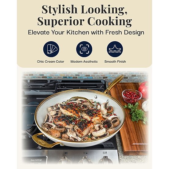 Gotham Steel Ultra Non-Stick Family Pan With Lid 14 Inch Non-Stick 2-pc. Ceramic Frying Pan