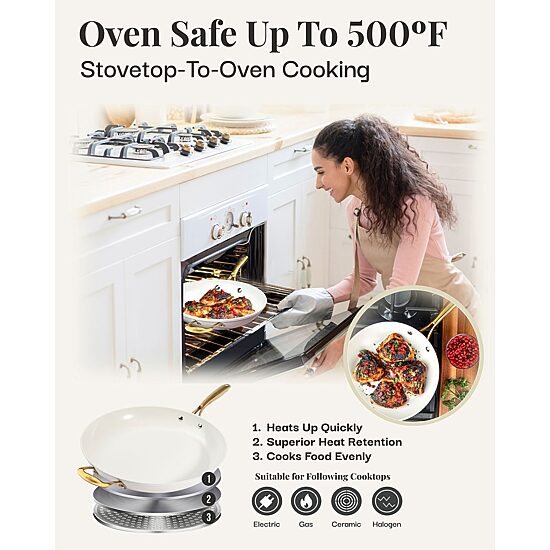 Gotham Steel Ultra Non-Stick Family Pan With Lid 14 Inch Non-Stick 2-pc. Ceramic Frying Pan