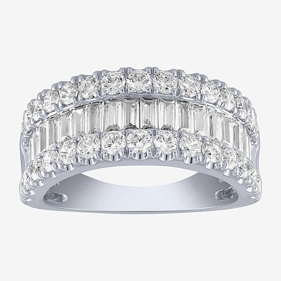 (H-I / Si2) Womens 2 CT. T.W. Lab Grown White Diamond 10K Gold Anniversary Engagement Ring