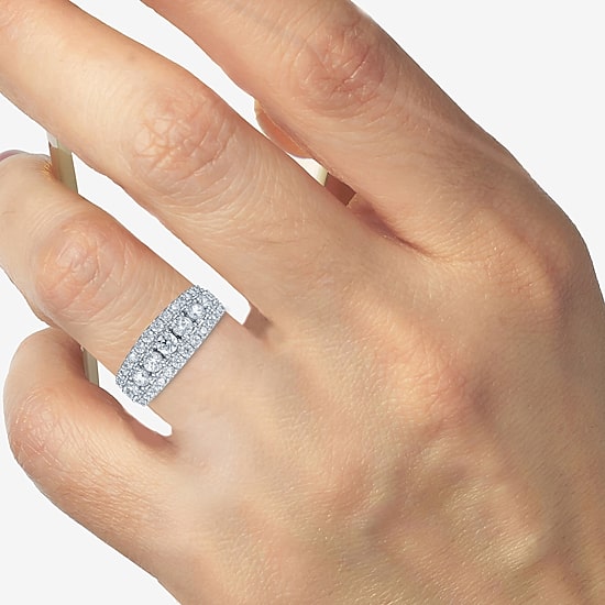(H-I / I1) Womens 2 CT. T.W. Lab Grown White Diamond 10K Gold Anniversary Band