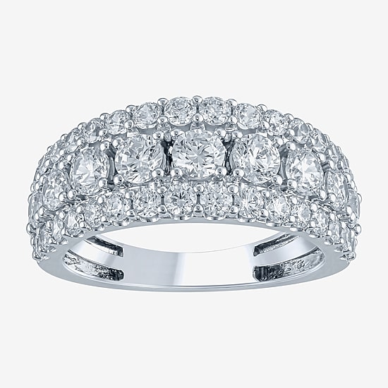 (H-I / I1) Womens 2 CT. T.W. Lab Grown White Diamond 10K Gold Anniversary Band