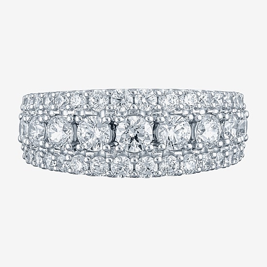 (H-I / I1) Womens 2 CT. T.W. Lab Grown White Diamond 10K Gold Anniversary Band