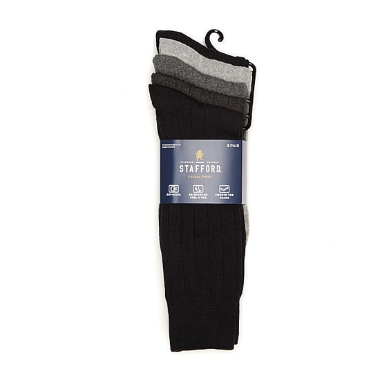 Stafford Casual Dress Cotton Mens 5 Pair Crew Socks
