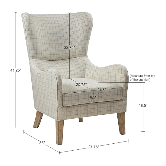 Madison Park Leda Winged Back Upholstered Armchair