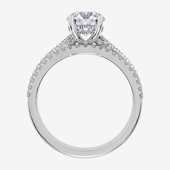 (H-I / Si2-I1) Womens 1 1/2 CT. T.W. Lab Grown White Diamond 10K Gold Round Side Stone Bridal Set