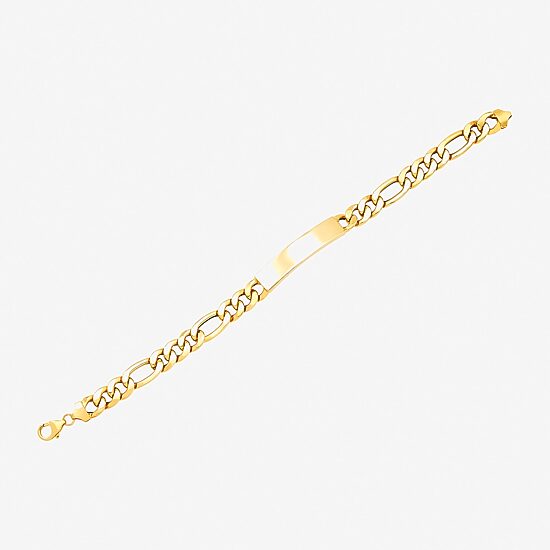 Made in Italy Mens 10K Gold 9 Inch Hollow Figaro Id Bracelet