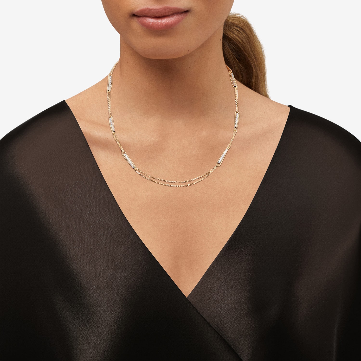 Mia Oro Womens 14K Two Tone Gold 18 Inch Link Necklace