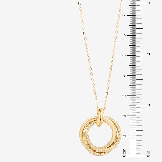 Mia Oro Womens 14K Gold Circle Knot 18 Inch Pendant Necklace