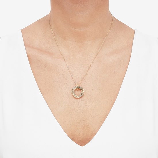 Mia Oro Womens 14K Gold Circle Knot 18 Inch Pendant Necklace