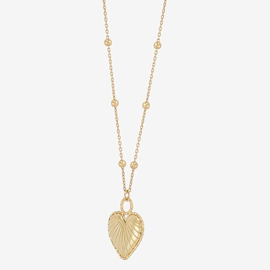 Mia Oro Womens 14K Gold Heart 18 Inch Pendant Necklace