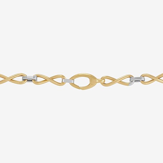 Mia Oro Womens 14K Two Tone Gold Hollow 7.5 Inch Link Bracelet