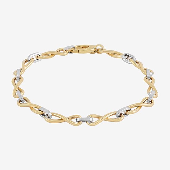 Mia Oro Womens 14K Two Tone Gold Hollow 7.5 Inch Link Bracelet