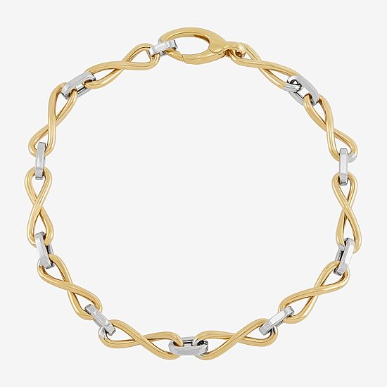 Mia Oro Womens 14K Two Tone Gold Hollow 7.5 Inch Link Bracelet