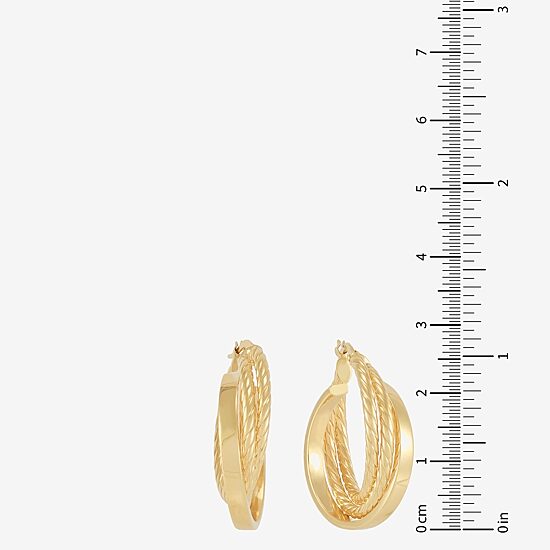 Mia Oro Womens 14K Gold 30mm Round Hoop Earrings